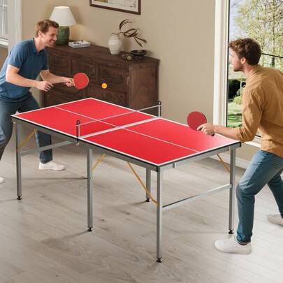 Juego de Mesa de Ping Pong Profesional 6x3 Pies (1.8x0.9 m) - Mesa de Tenis de Mesa Portátil para Interior/Exterior, Incluye Red, 2 Paletas y 3 Pelotas, para Adultos y Jóvenes
