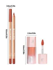Pudaier 2pcs Valentine's Day Lip Gift Set: Includes Lip Liner Pencil And Lip Gloss, Suitable For All Skin Tones - 07+02 - View 3
