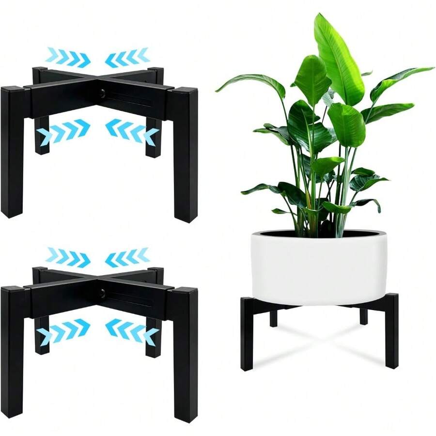 Adjustable Three - Legged Metal Plant Stand For 5"-10" Plant Pots Indoor Or Outdoor Use Single Black Plant Stand For Home Garden Decor Greenhouse Planter Holder - 3 - Mini - View 1