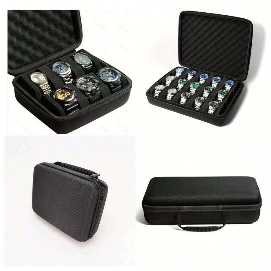 15 Slots Watch Box With Shock-Proof Foam Padding, Portable Hard Case Design Suitable For Home Storage, Can Hold 15 Watches Of Different Sizes - Same Color, Multiple Specifications - View 1