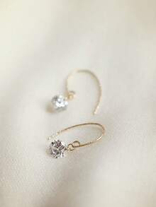 1pc S925 Sterling Silver 18K Gold Plated Water Drop Navel Ring, Inlaid With Cubic Zirconia, Lightweight & Hypoallergenic Navel Piercing Jewelry - Single Earring Accessories - View 2