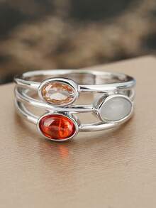 1枚时尚个性化镂空银戒指，镶嵌彩色锆石，精致百搭，适合日常佩戴或作为礼物送给朋友。 - 鏤空戒指 - 查看 12