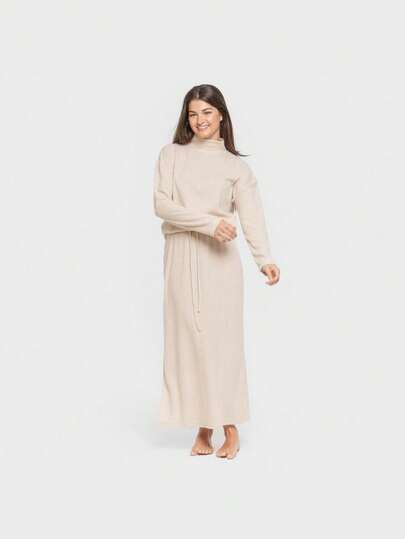 Tramas+ Gonna midi beige a coste da donna con elastico in vita e spacco laterale - Trama a coste per comfort e stile | Disponibile nelle taglie dalla S alla XL | Perfetta da abbinare a maglioni e camicette | Eleganza e versatilità per un look moderno - Composizione resistente: 82% poliestere, 14% viscosa, 4% elastan | Ideale per qualsiasi stagione e occasione