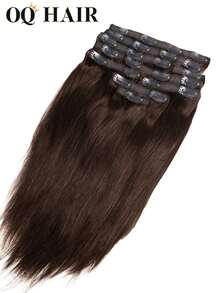 OQ 10pcs/Pack 100% Virgin Silky Straight Human Hair Extensions, 14-22 Inches, #4 Dark Brown, No Shedding, Simple & For Beginners - S4 - View 4