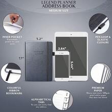 Legend Planner Address Book With Alphabetical Tabs –Telephone Contacts Book For Phone NFUmbersss, Addresses, Passwords, Medium (Mystic Gray) - MysticGray - 查看 3