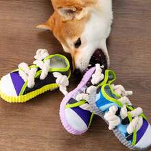 Dog Chew Toy | Fabric/Canvas Knotted Design, With Hanging Loop, Suitable For All Breeds, Teeth Cleaning, With/Without Sound, Polyester Material, No Battery Required, Random Color - Multicolor - View 7