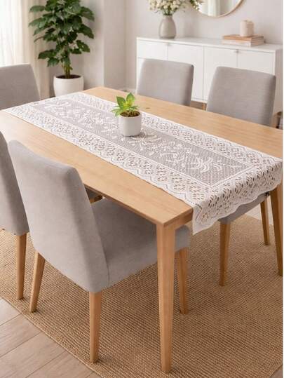 Caminho de Mesa em Renda Coqueiro Branco | Trilho 150x40cm Elegante!!!!!