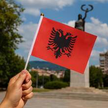 Mini Bandera Actos Cívicos, MXAAF-000, 1Pza, Albania, 14x21cm, Tela Poliéster, Asta Plástico. - Multicolor - Ver 4