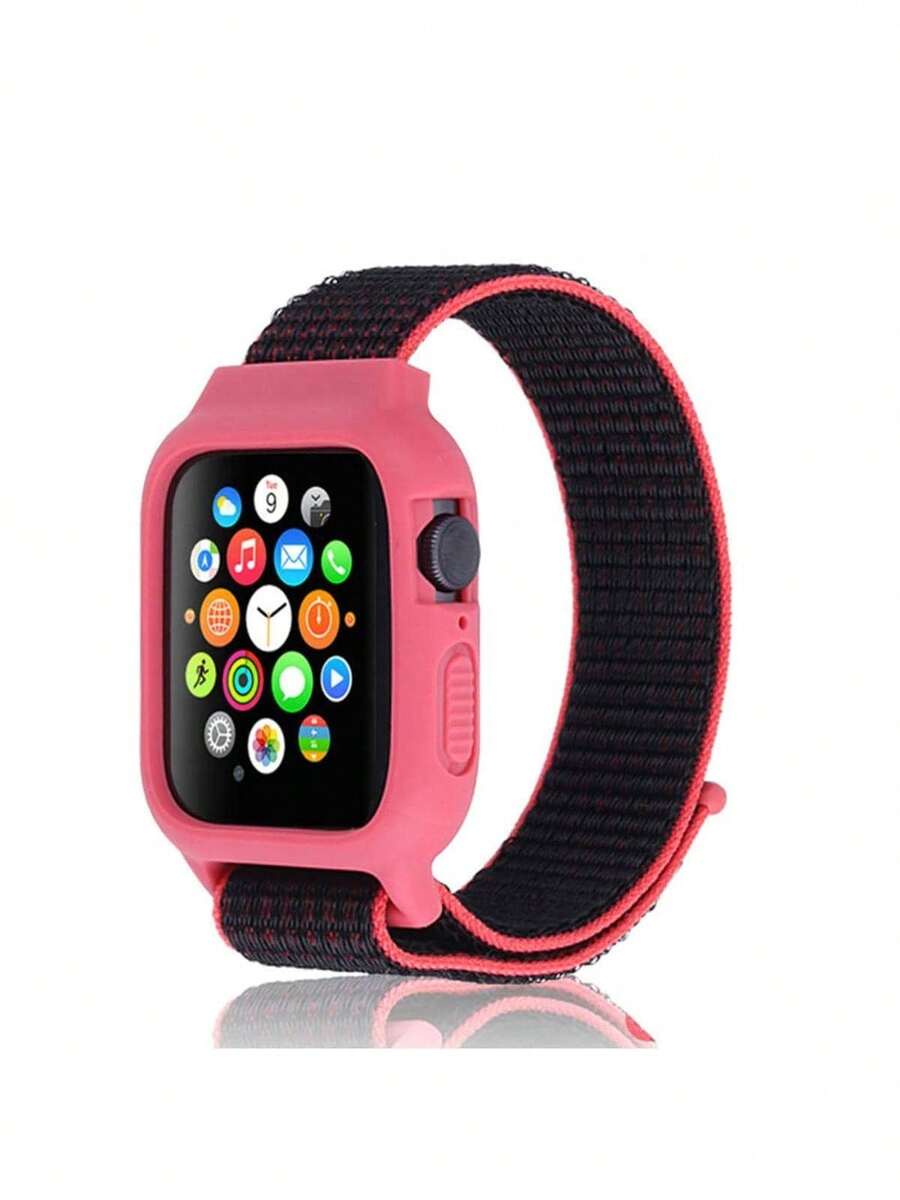 SMART WATCH MX Correa para Apple Watch Nylon/Case Protector SE/7/6/5/4/3/2/1 - Burdeos - Ver 1