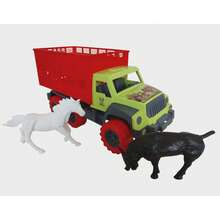 juguete camion ganadero con redilas , caballo y toro - Verde - Ver 5