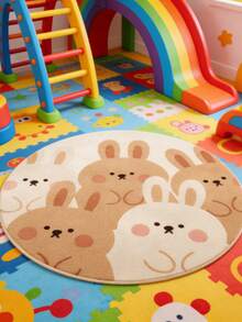 1pc Rabbit Decor Floor Mat, Children's Play Mat, Decorative Carpet, Bedroom Decor, Small Rug, Carpet, Home Decor, Outdoor Rug, Washable Carpet - Multicolor - View 2