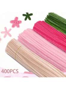 400/525pcs Floral Craft Supplies, Bulk Chenille Stems, Craft Set For DIY Flower Bouquet Packaging Party Decoration (Pink) - Pink - View 10