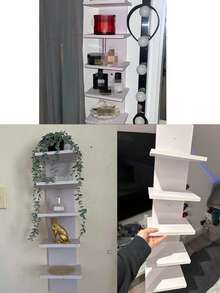 Multi-Layer Corner Shelf, Floating Corner Shelf, Wall-Mounted Storage Organizer Rack, Made Of PVC Material, Easy To Assemble, Multi-Layer Wall-Mounted Shelf, Suitable For Bedroom, Bathroom, Kitchen, Office, Living Room, Room, Bookshelf, Etc. An Ideal Choice For Autumn Decoration, Canvas Wall Art, Home Christmas Decoration, Outdoor Decoration, Wall Decoration, Home Decoration. Suitable For Placing Small Decorative Items (1 Pc). (High-Quality PVC Material, Non-Wooden - Waterproof And Easy To Clean) - Multicolor - View 11