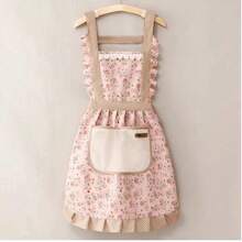 1/2pcs Women Kitchen Print Apron With Hand Wipe Pockets,Big Pocket,Hand-Wiping,Waterproof Thickened Cute For Housework Cooking Baking,Suitable For Chef,Gardener,Baker,Florist,Painter,Barista,Uniforms,Kitchen Stuff,Black And White Printed Apron - Đen và trắng - Xem 17