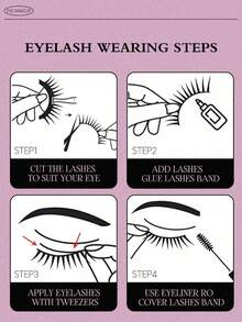 9 Pairs Cat Eye & Fox Eye Upturned Eyelashes, Transparent Stem, Soft 3D Mink Lashes, Delicate & Natural, Suitable For Party, Holiday, Ball, Daily Commute, Makeup, Reusable, Create Natural Look, Strip Lashes, Pair Eyelashes, Eyelash Extension - Black - View 9