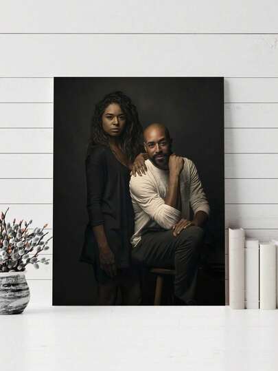 Customized Photo Canvas Print, Couple Wall Art, Customize Your Photos, Customizable Wooden Framed Canvas Wall Art - Personalized Family Portraits And Action Shots, Printing, Suitable For Living Room, Bedroom Or Home Office Decor, Cozy Room Decoration, High-Quality Reproduction Paintings, Framed Canvas Wall Art, Valentine's Day Gift