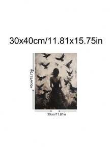 1pc Gothic Dark Woman Silhouette With Witchy Ravens Print, Moody Forest Decor, Festival Gift,Suitable For Bedroom,Living Room,Apartment,Wall Arts,Wall Decor,Home Decor,Room Decor, Canvas Wall Art, Posters, Wall Art With Frame, Optional Frame ﻿ ﻿ - A - View 14