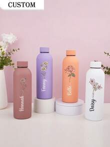 1件客製化雙層不鏽鋼咖啡杯/蘇打水瓶，運動保溫水杯，500ml/17oz 個性化姓名保溫杯，多色可選，適合開學、節日與生日禮物 - 多色 - 查看 5