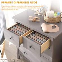 Organizador de Cajones 2 Pack Organizadores de Cajones de Calcetines Underwear Organizer Drawer Caja De Almacenamiento Plegable Multifuncional para Calcetines Lazos Bufandas Mallas - Gris - Ver 2