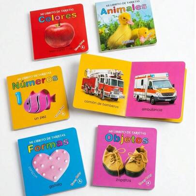 Set de 6 Libros Educativos de Cartón Duro para Bebés y Niños - Aprendizaje Temprano en Español: Animales, Colores, Números y Más. Juguete Montessori para Desarrollo del Lenguaje