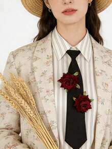 Men's/Women's Gothic Red Rose Tie, Dark Romantic Party Accessories - Multicolor - View 8