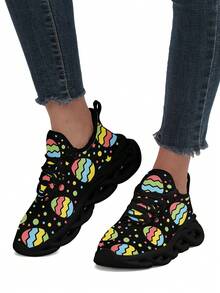 Oster-Eier Blumen Damen Sneaker, leicht, atmungsaktiv und bequem, Niedrig-Top Schnürschuhe, ÜBERGRÖSSENMODE Unisex Outdoor Schuhe - Verschiedenfarbig - Übersicht 5