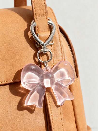 Transparent Pink Bow Pendant, Elegant And Cute Keychain, Small And Portable Backpack Decor. Can Be Hung On Handbags, Backpacks, Crossbody Bags, And Car Keys. It Is A Travel Accessory And Daily Decoration, Suitable For Office, Party, Outdoor Activities, And Vacation. Suitable For Valentine's Day Gifts, Ramadan Gifts, Birthday Gifts, Wedding Accessories, And Holiday Souvenirs.