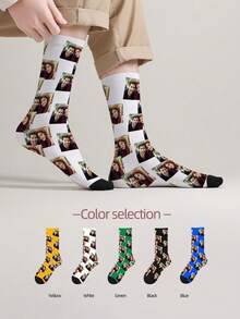 1 Pair Custom Face Socks, Custom Photo Sock, Custom Printed Socks, Personalized Funny Face Socks, Custom Picture Socks, Put Any Face On The Socks, Anniversary Gift,Dawg,Colorful,Cute,Adorable,Contracted,Funny,Custom,Unique,Customized,Personalized,Ideal Gifts For Him,Ideal Gifts For Her,Boyfriend,Girlfriend,Family,Friends,Grandparents,Her,Underwear & Sleepwear,Christmas Home Atmosphere,Anniversary Gift, Valentine Gift, Birthday Gift, Wedding Gift - Multicolor - View 6