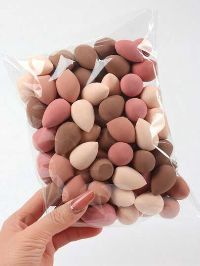 5/10/15/20/25/30个/套，随机咖啡棕色迷你化妆海绵，适用于嘴角、眼角等细节部位，打造完美妆容。干湿两用，兼容多种化妆品，如散粉和粉底，适合所有肤质。