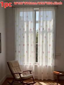 1 tấm rèm voan in hoa màu trắng cho phòng khách, ban công, cửa sổ từ sàn đến trần, tấm rèm voan mỏng in hoa màu hồng - trắng - Xem 12