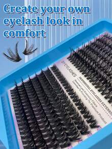 280 Clusters/114 Rows, 60D/80D Clustered, Voluminous, D-Shaped Curled Eyelash Extensions, 8-16mm. DIY Eyelash Extensions. Eyelash Clumps, Single Eyelashes, False Eyelashes. - Black - View 6