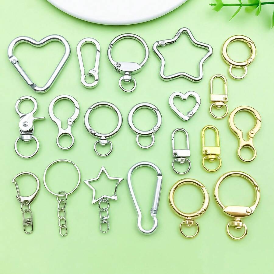 5/10个装钥匙扣夹银色金属钥匙扣，带旋转弹簧钩，龙虾扣，适用于情人节钥匙扣、珠宝制作、钥匙链扣环 - 彩色 - 查看 1