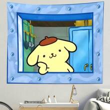 1 pieza Tapiz de Hello Kitty de Sanrio, tapiz de dibujos animados para decoración de pared, colgante de tela para dormitorio - Multicolor - Ver 1