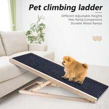 LMstarz Rampa per animali domestici | Scale per cani | Regolabile in altezza 30-60 cm con imbottitura antiscivolo, rampa sicura e pieghevole per animali domestici, portata massima 150 kg. Adatta per casa, auto, camper, divano e letto. - Castano - Visualizzare 5