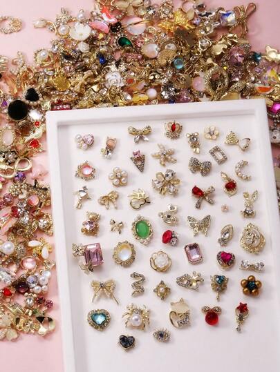 100/500pcs Luxury Diamond Series Mixed Ribbon, Pentagram, Butterfly, Heart, Bow, Flower, Bee, Snake, Starfish, Moon Star, Crown And Other Styles Nail Art Decorations, Rhinestone Metal Nail Jewelry, Luxury Nail Stickers In Multiple Colors, DIY Nail Art Accessories, Women/Girls Metal Nail Supplies, Nail Gems, Multi-Purpose DIY Decorations For Nails, Phone Cases, Shoes, Clothes, Bags, Crafts And More