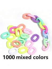 100/1000 piezas Cadena de acrílico de colores mixtos Anillo abierto de plástico Llavero Accesorios de joyería DIY Cadena abierta arcoíris - Multicolor - Ver 24