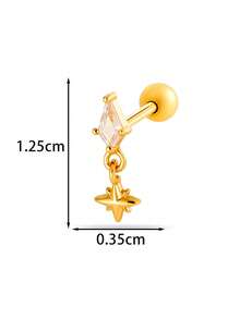 Toppiercing 1件装 多功能时尚微镶锆石创意不锈钢耳骨穿孔耳环 - 彩色 - 查看 2