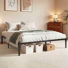 SHA CERLIN Twin/Full/Queen/King Size Bed Frame, Black, 12 In Metal Platform Bed With Heavy Duty Steel Slat Support, Under-Bed Storage Space, No Box Spring Needed, Easy Assembly, Stable Structure, 800 LB Weight Capacity - 12 Inch-Black - 查看 4