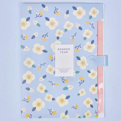 6个可扩展印刷文件袋，A4尺寸，适合办公室工作人员/学生，印刷图案