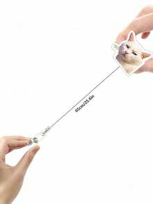 1pc Expandable Acrylic Cat Expression ID Card Holder Keychain, Suitable For Doctors/Nurses, Students, Back To School - Multicolor - View 2