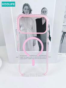 Koolife 1pc Magnetic High Definition Phone Case, TPU+PC Material, Independent Buttons, Colorful Side Inlay, Camera Bump Protection, Supports Wireless Charging, Shockproof Protective Shell, Compatible With IPhone 17/17 Pro/17 Pro Max/16/15/14/13/12 Pro Max - Pink - View 4