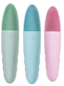 Acoustic Face Cleanser Brush, Electric Silicone Face Massager, Deep Pore Cleaning, Waterproof, USB Charging, Skincare Tool - Màu xanh nhạt - Xem 2