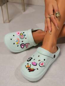 Nuevas sandalias casuales para mujer para primavera y verano, accesorios lindos hechos a mano, zuecos, zapatillas multicolor de verano opcionales, transpirables y cómodas con suela blanda, esenciales para la playa y vacaciones al aire libre, adecuadas para todas las estaciones - Verde - Ver 4