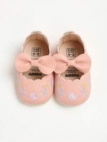 新生儿女童玛丽珍鞋，防滑芭蕾平底鞋，公主裙鞋，幼儿学步鞋 - 粉色 - 查看 8