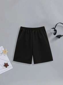 青少年男孩涂鸦风格笑脸印花Polo衫和短裤夏季新款套装 - 彩色 - 查看 6