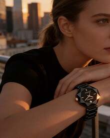 Anne Klein 女士石英表，玫瑰金不锈钢网状表带，优雅女士礼物，防水腕表 - 黑白金 - 查看 8