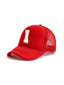 1pc Kids' Red 26 Letter Truck Driver Cap, Fashionable Personalized Casual Lightweight Breathable Sun-Shading Baseball Cap, Suitable For 3-8 Years Old Boys And Girls Daily Outdoor Hiking Fishing Leisure School Wear, Great For Birthday Holiday Gifts - Red - View 27