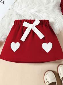 2pcs/Set Toddler Girls' Fashion Summer Mesh Petal Sleeve Shirt Top And Heart Bow Decor Skirt Set - Multicolor - View 8