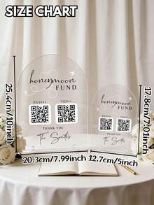 1 biển hiệu cưới bằng acrylic tùy chỉnh, giá đỡ acrylic cá nhân hóa với văn bản và mã QR tùy chỉnh, phù hợp cho trang trí đám cưới, bảng acrylic có thể tùy chỉnh với mã QR và văn bản, thích hợp cho trang trí địa điểm tổ chức đám cưới của cô dâu và chú rể. - Bình thường - Xem 2