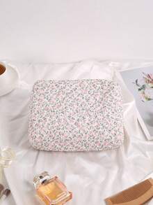 客製化刺繡化妝包，可客製姓名，粉色花卉格紋絎縫化妝包，伴娘新娘化妝收納袋，適用婚禮與新娘派對，大容量旅行化妝包，送禮首選 - 彩色 - 查看 18